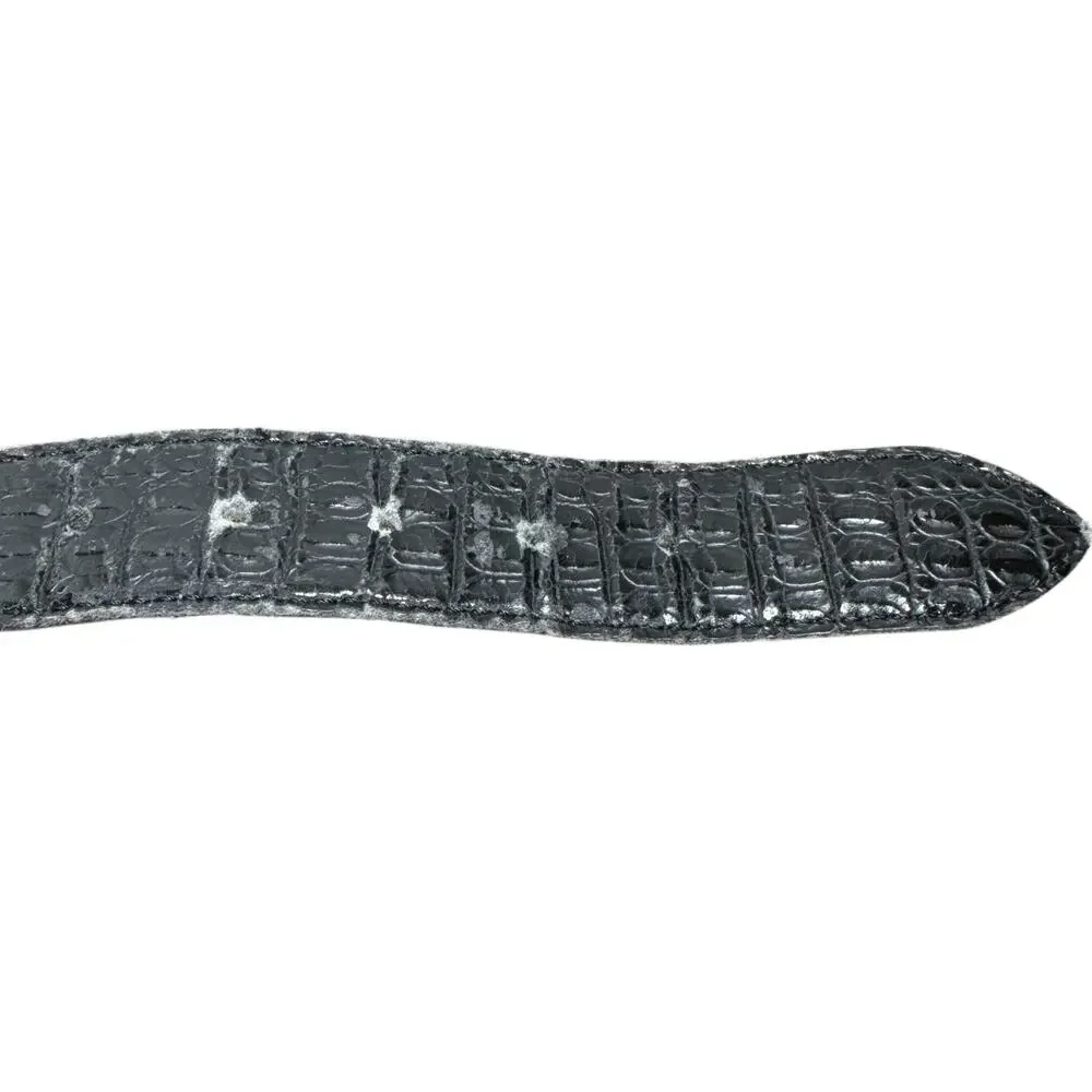 Nanni Womens Leather Belt Black Croc Embossed Western Silver Hardware Size 38